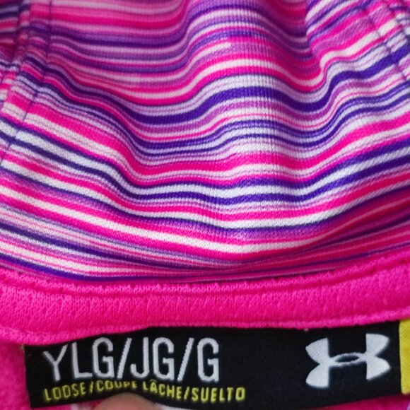 Under Armour pull on Hoodie youth girl size L pink with graphic design - Picture 4 of 6